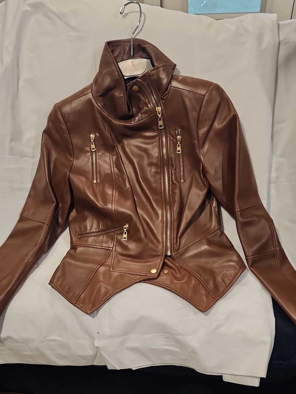 G.I.L.I. Brown Leather Moto Jacket